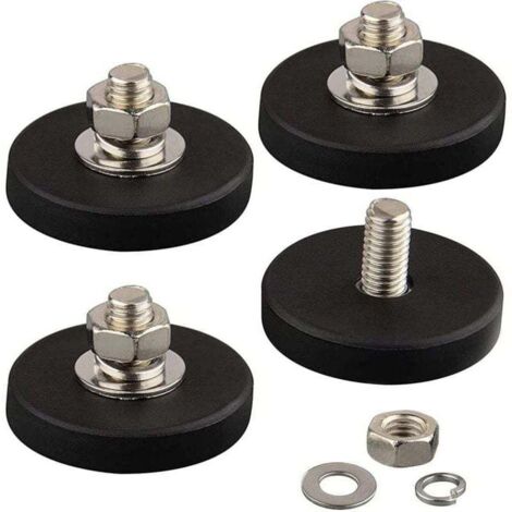 Pack de 4 imanes de neodimio resistentes a arañazos con revestimiento de goma y rosca macho M6, XU, montaje magnético superfuerte para iluminación - KZQ