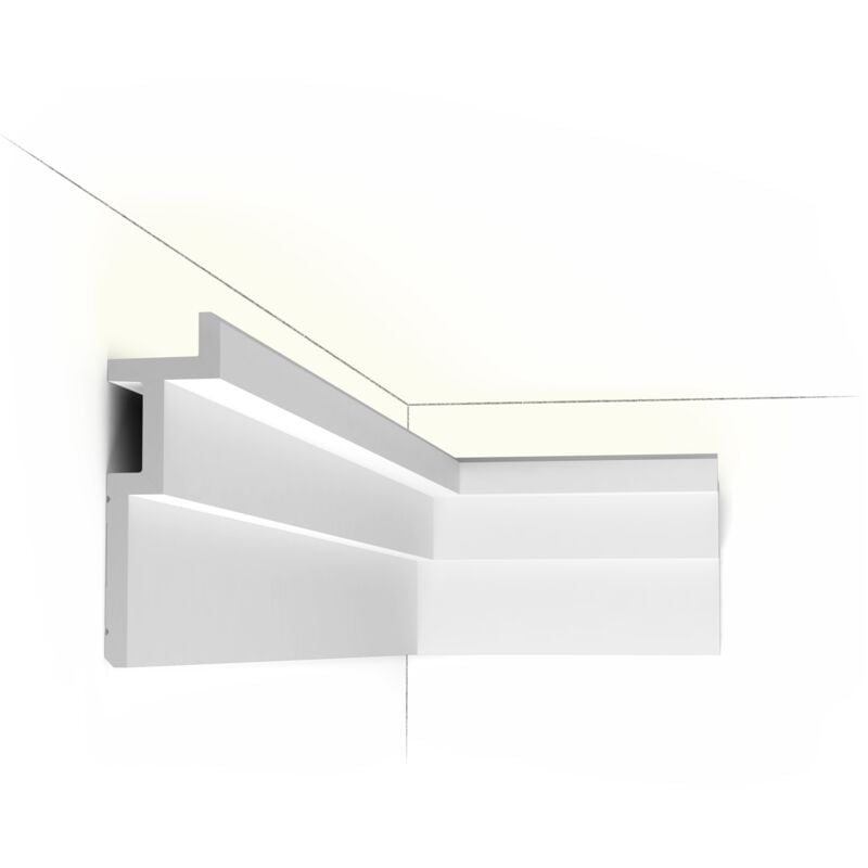 C396 steps Corniche Plafond pour éclairage indirect et cache tringle à rideau Orac Decor - 18,5x6,1x200cm (h x p x l) - moulure décorative