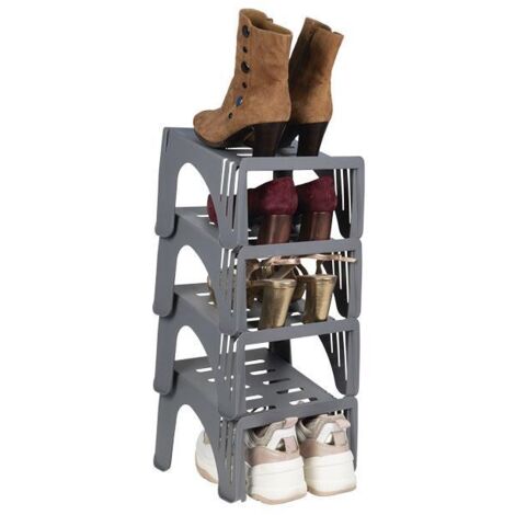 pack de 4 organizadores de zapatos de color gris 26 x 26 x 19 cm