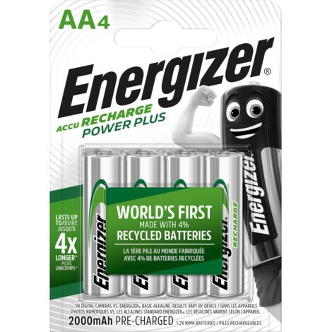 Pack de 4 pilas recargables aa Power plus, 2500 mAh, ENERGIZER ENERGIZER