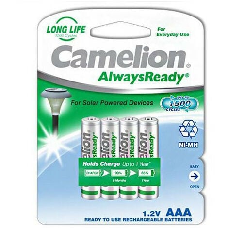 Pack de 4 piles rechargeables Camelion AlwaysReady Micro AAA 600mA (17406403)