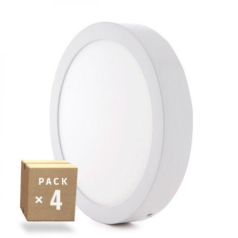 Pack de 4 plafonniers LED 12W 870Lm 2700ºK Surface 40 000H [GR-MZMD01-12W-WW-PK4-AP]