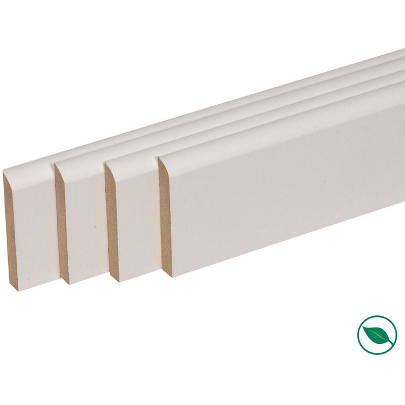 Pack de 4 plinthes bord arrondi mdf revêtues blanc 2400 x 120 x 19 mm pefc 70%