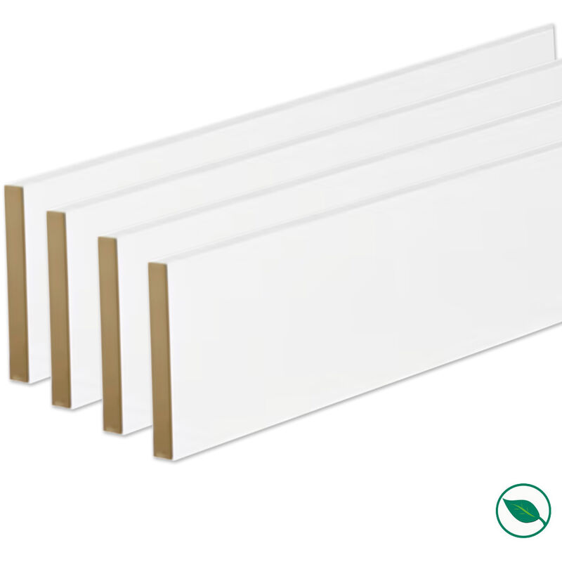 Pack de 4 plinthes bord carré mdf revêtues blanc 2200 x 68 x 12 mm pefc 70%