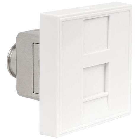Pack de 4 Prises Terminales RJ45 Catégorie 6A, Format 45x45 mm - 2 Modules, Idéal pour Réseaux Haut Débit, Compatible Ethernet Gigabit. Parfait pour Optimiser vos Connexions Internet et Réseau Local. 