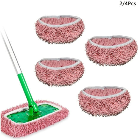 Pack de 4 recambios de microfibra reutilizables para Swiffer Sweeper, para la limpieza de superficies duras y suelos de parquet.