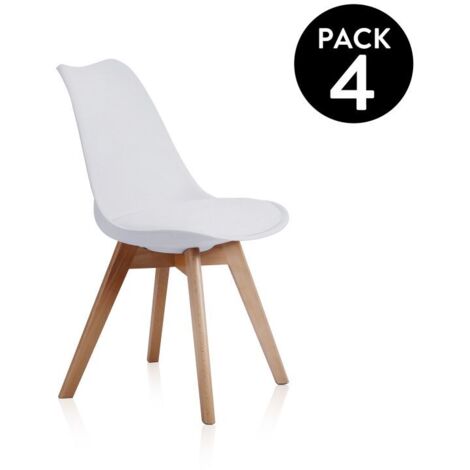 Pack de 4 sillas Bistro en simil piel blanco, 84 cm(alto)48 cm(ancho)54 cm(largo)