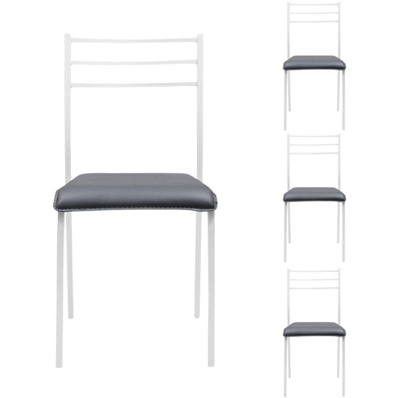 

Pack de 4 sillas de cocina PARIS asiento de pvc y estructura de metal | METAL BLANCO-PVC GRIS - METAL BLANCO-PVC GRIS