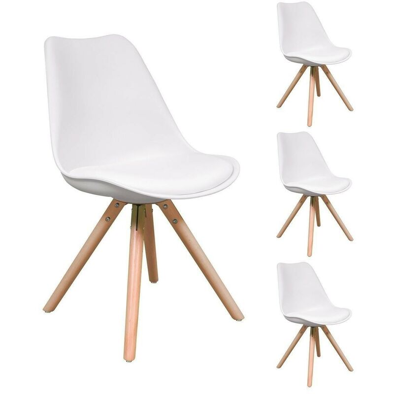 

Pack de 4 sillas de comedor RALF ANDY asiento de polipropileno y patas de madera | BLANCO-05 - BLANCO-05