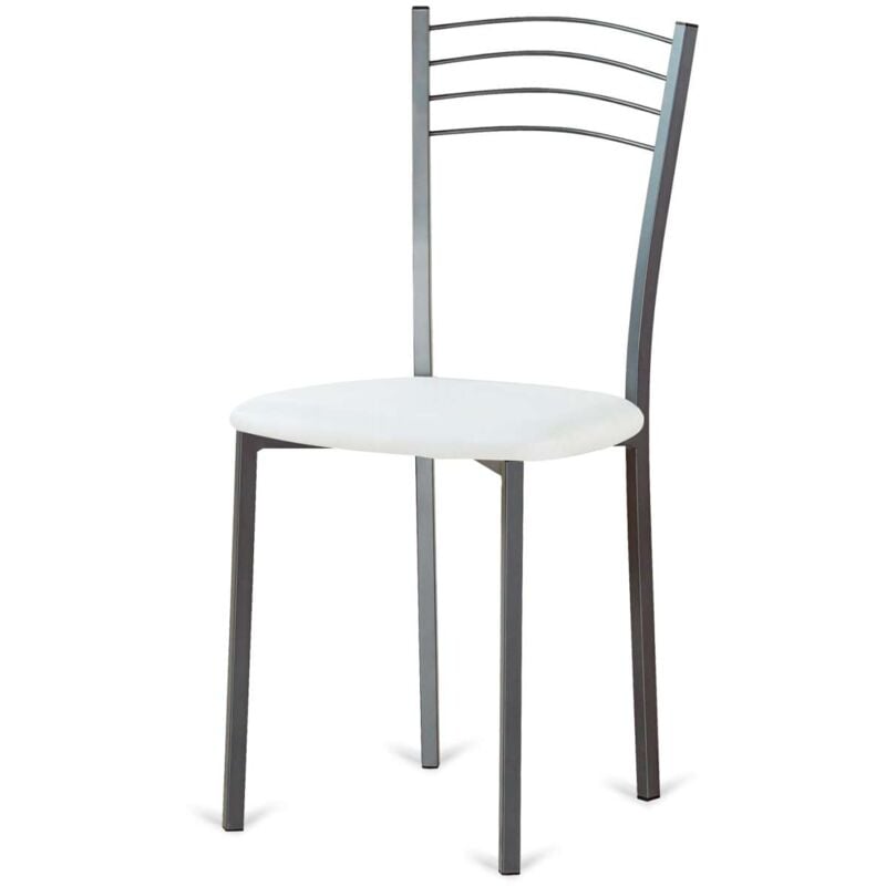 

Pack de 4 sillas de metal tapizado en blanco Cádiz. 46 cm(ancho ) 86 cm(altura) 43 cm(fondo) Color BLANCO