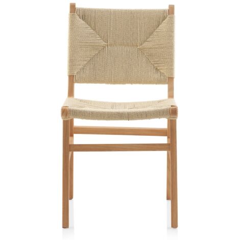 Pack de 4 sillas fabricadas en madera de hevea con respaldo y asiento trenzados.
