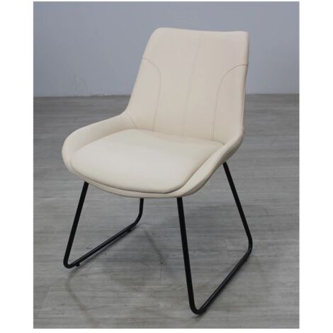 Pack de 4 sillas Md-Elise tapizadas en piel sintética beige, 85cm(alto) 53cm(ancho) 62cm(fondo)
