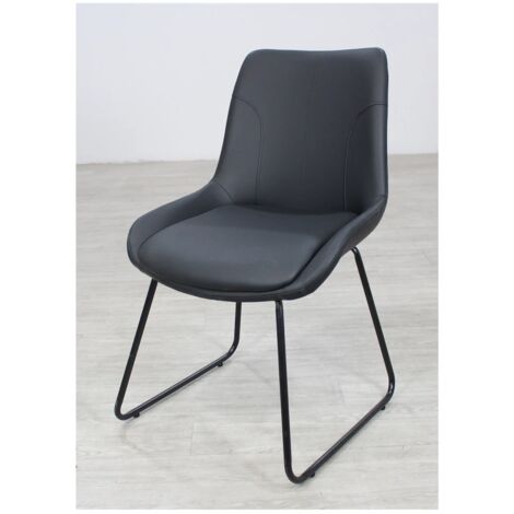 Pack de 4 sillas Md-Elise tapizadas en piel sintética negro, 85cm(alto) 53cm(ancho) 62cm(fondo)