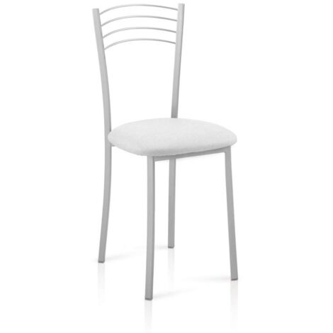 Pack de 4 sillas Md-Gabia tapizadas en tejido PU blanco, 89cm(alto) 40cm(ancho) 45cm(largo)