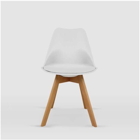 Pack de 4 sillas modelo Dana tapizadas en piel sintética blanco, 48.5cm(ancho ) 82.5cm(altura) 53cm(fondo)