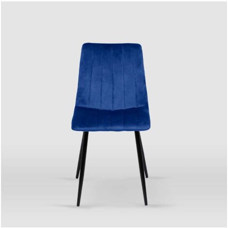 Pack de 4 sillas modelo IRIA tapizadas en terciopelo azul índigo, 44cm(ancho ) 88.5cm(altura) 55cm(fondo)