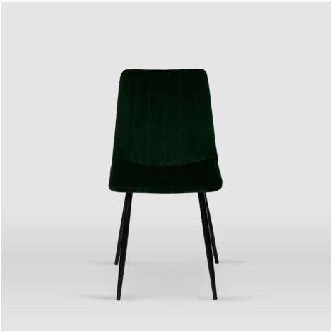 Pack de 4 sillas modelo IRIA tapizadas en terciopelo verde botella, 44cm(ancho ) 88.5cm(altura) 55cm(fondo)
