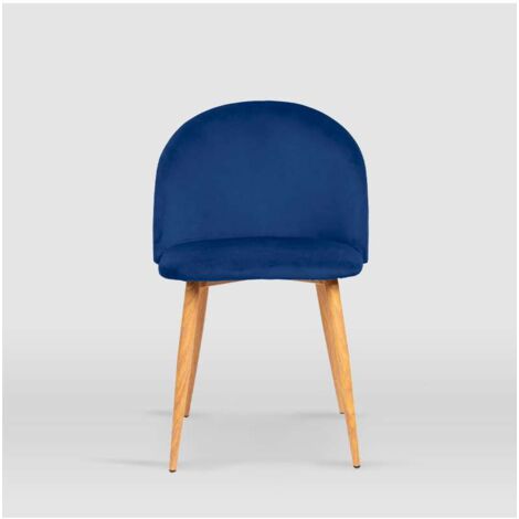 Pack de 4 sillas modelo Mercedes tapizadas en terciopelo azul índigo, 51cm(ancho ) 78cm(altura) 52.5cm(fondo)