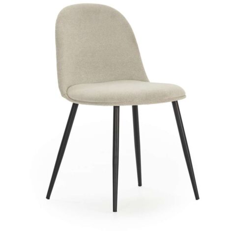 Pack de 4 sillas para cocina o comedor Dalila tapizado textil beige, 48/80cm(alto) 49.5cm(ancho) 52cm(fondo)
