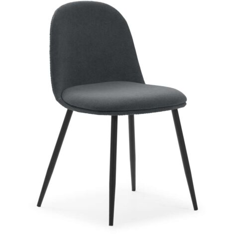 Pack de 4 sillas para cocina o comedor Dalila tapizado textil gris oscuro, 48/80cm(alto) 49.5cm(ancho) 52cm(fondo)
