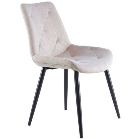 Pack de 4 sillas para cocina o comedor Marlene tapizado textil beige/negro, 85 cm(alto)53 cm(ancho)61 cm(largo)