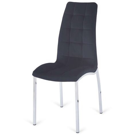 Pack de 4 sillas San Sebastián tapizada en tejido velvet negro. 96 cm (alto) 42 cm (ancho) 55 cm (fondo)