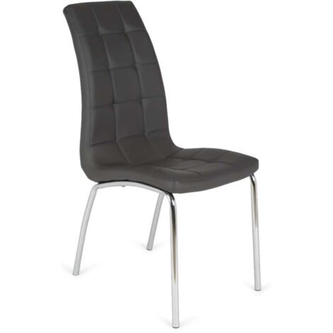 Pack de 4 sillas San Sebastián tapizado en polipiel gris oscuro. 42 cm(ancho ) 96 cm(altura) 55 cm(fondo)