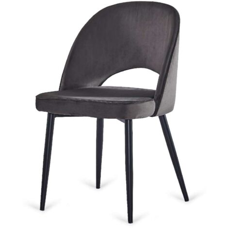 Pack de 4 sillas Teruel tela velvet en gris oscuro. 89 cm (alto) 48 cm (ancho) 48 cm (fondo)