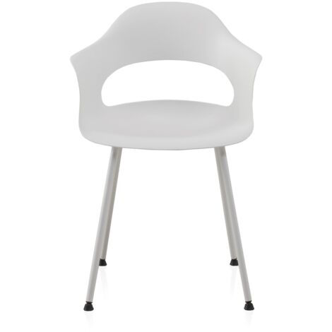 Pack De 4 Sillones Pp Color Blanco Con Patas Metalicas
