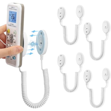 Pack de 4 Support magnétique, Cordon à ressort, Base adhésive, Anti-perte, Pour télécommande et petits objets, Maison et bureau