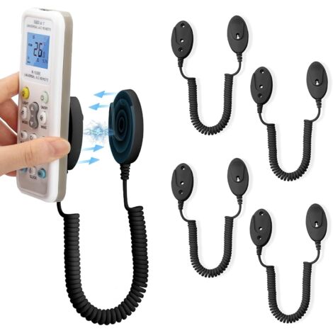 Pack de 4 Support Magnétique, Cordon à Ressort, Fixation Adhésive, Anti-Perte, pour Télécommande, Salon