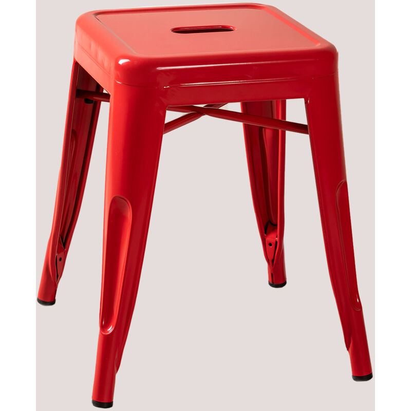 Pack de 4 tabourets bas 45 cm empilables en acier Lix SKLUM Rouge
