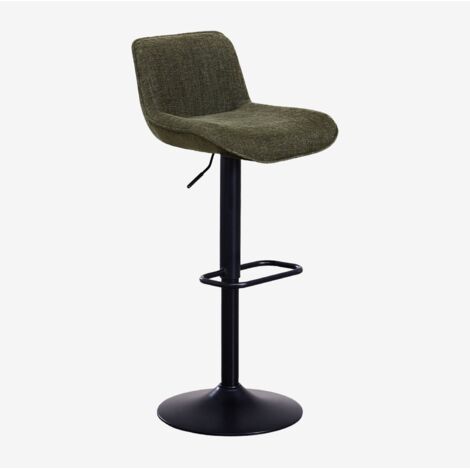 Pack de 4 tabourets hauts réglables avec dossier en métal et tissu Igarasi SKLUM Noir - Verde Army