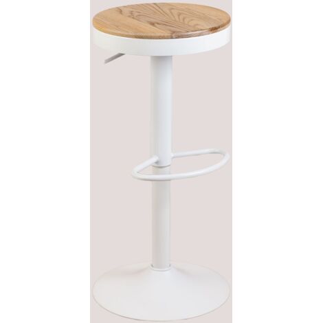 Pack de 4 tabourets hauts réglables en acier et bois d'orme Bardder SKLUM Blanc