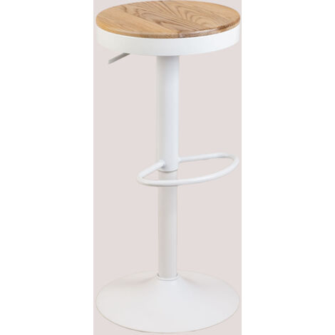 Pack de 4 taburetes altos regulables en acero y madera de olmo Bardder SKLUM