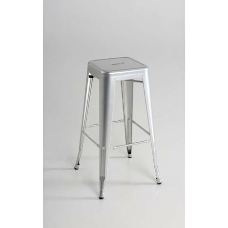 Pack de 4 taburetes de metal apilable acabado plata, 31 cm(ancho) 76.5 cm(altura) 31 cm(fondo)
