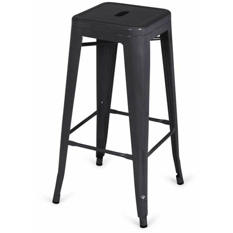 Pack de 4 taburetes de metal apilable modelo Tolix acabado negro, 31 cm(ancho) 76.5 cm(altura) 31 cm(fondo)