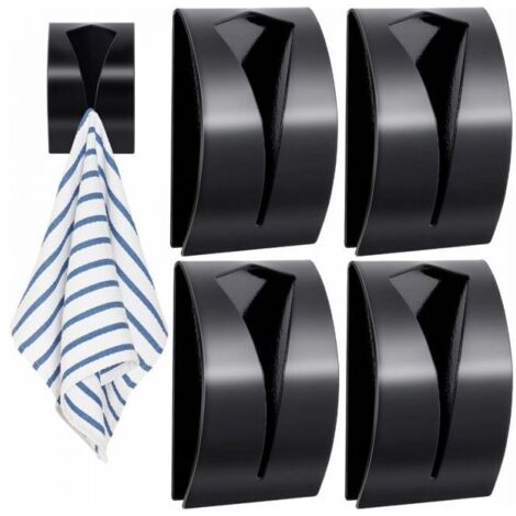 Pack de 4 toalleros autoadhesivos de acero inoxidable para cocina, toalleros de pared sin necesidad de taladrar.