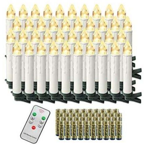 Pack de 40 bougies de Noël LED blanc chaud mini bougies de sapin de Noël sans flamme sans fil avec télécommande et piles IP44 pour sapin de Noël mariage fête NAIZY