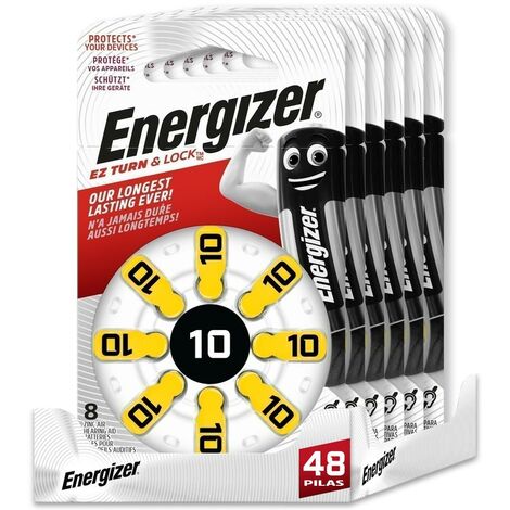 Pack de 48 pilas de audífono de zinc aire tamaño 10