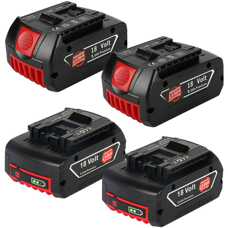 Powerwings - pack de 4)Batterie de rechange Bosch 18V 5.0Ah Lithium-Ion compatible avec gdr 18 v-li mf, gdr 18-LI, gds 18 v-li, gds 18V-LI ht, gks 18