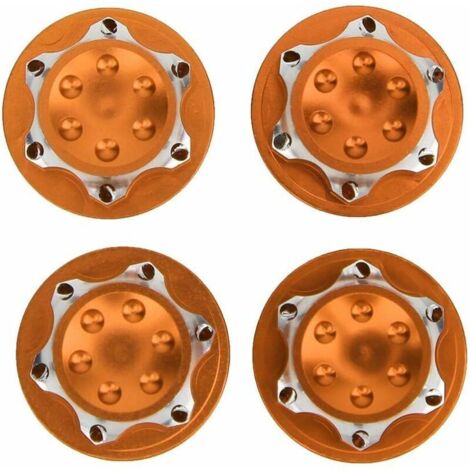 Pack de 4pcs 17mm écrou de moyeu de Roue, Alliage d'aluminium Anti-poussière Couvercle écrou Remplacement de Roue Accessoire adapté pour 1/8 RC modèle de Voiture(Orange)