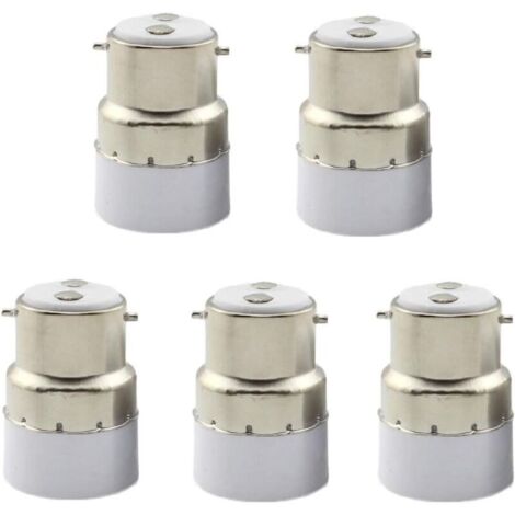 Pack de 5 adaptateurs B22 à E14 – Convertisseurs de douille en PVC – Pour ampoules halogènes, LED et CFL – Installation facile