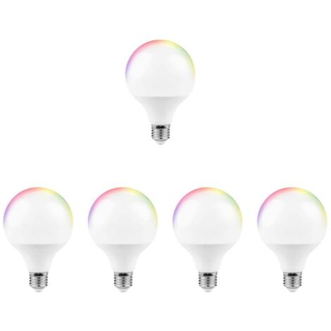 Pack de  5 - Ampoule LED Connectée Wifi E27 11W G95 RGBW - SILUMEN
