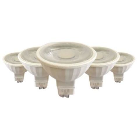 Pack de  5 - Ampoule LED GU5.3 / MR16 12V 8W SMD 80° - Blanc Chaud 2300K - 3500K - SILAMP