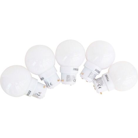 Pack de 5 Ampoules LED Sphériques 0,8W - 50LM, Plastique Haute Résistance, Idéales pour Guirlandes B22, Décoration Intérieure et Extérieure- TIBELEC