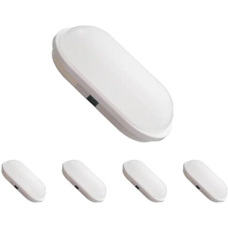 Pack de  5 - Applique LED Murale 20W Blanche Ovale IP65 - Blanc Froid  - SILUMEN