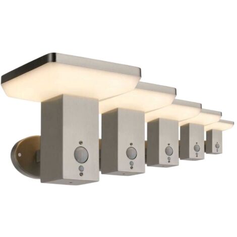 Pack de  5 - Applique Solaire LED Murale 4.4W IP44 Carré avec Détecteur Aluminium - SILUMEN