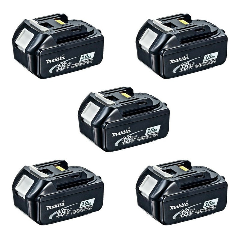Pack de 5 Batteries 18V Li-Ion lxt 3.0 Ah avec indicateur de charge BL1830B Makita