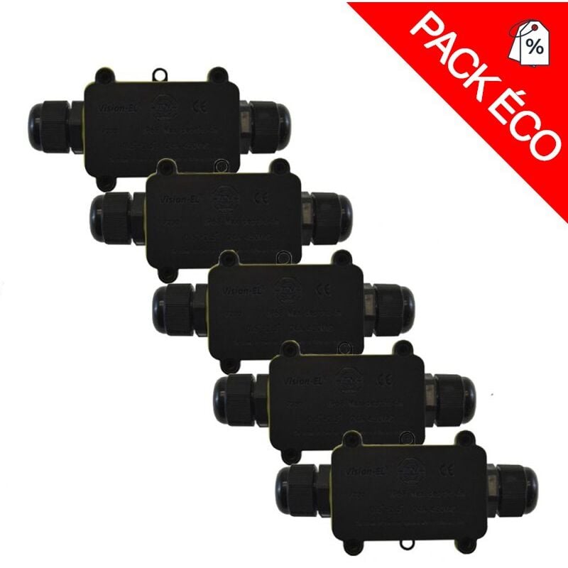 Miidex Lighting - Pack de 5 boîtes de dérivation étanches - 2 entrées ®